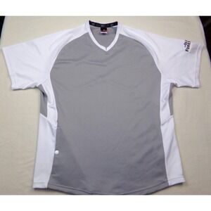 Alleson Athletic Jersey Adult Size M Gray‎ White V Neck Old Forester on Sleeve
